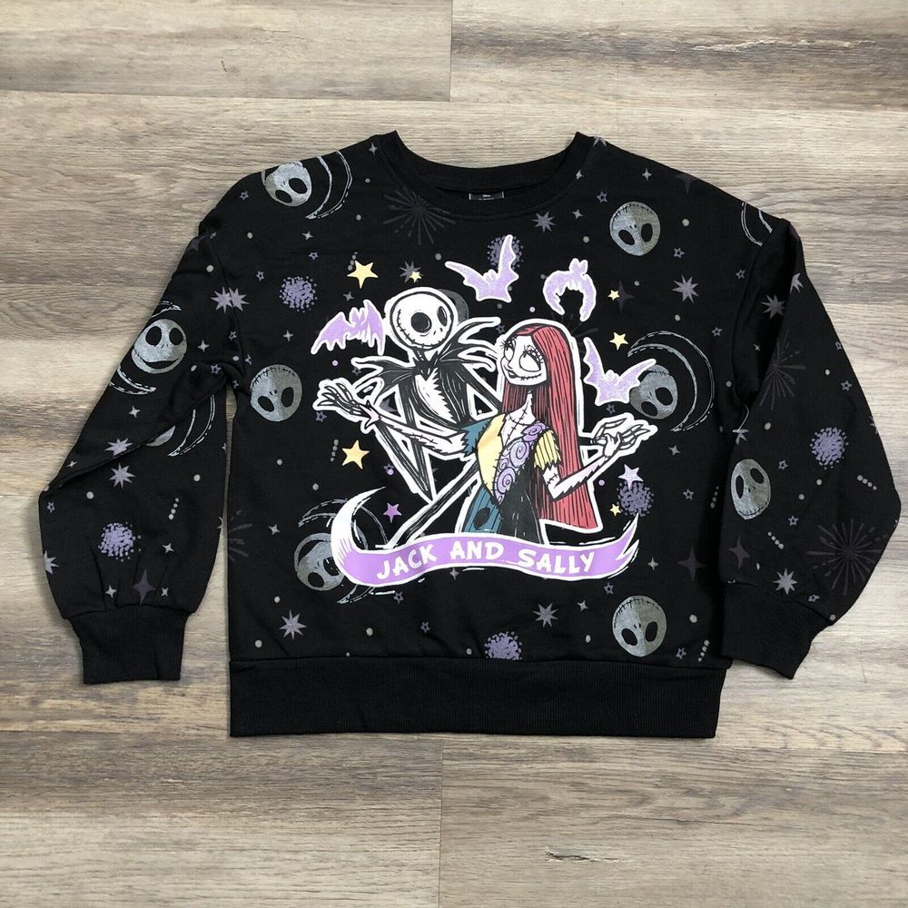 Girls The Nightmare Before Christmas Sweater M (7-8) Jack Sally Disney Crew Neck